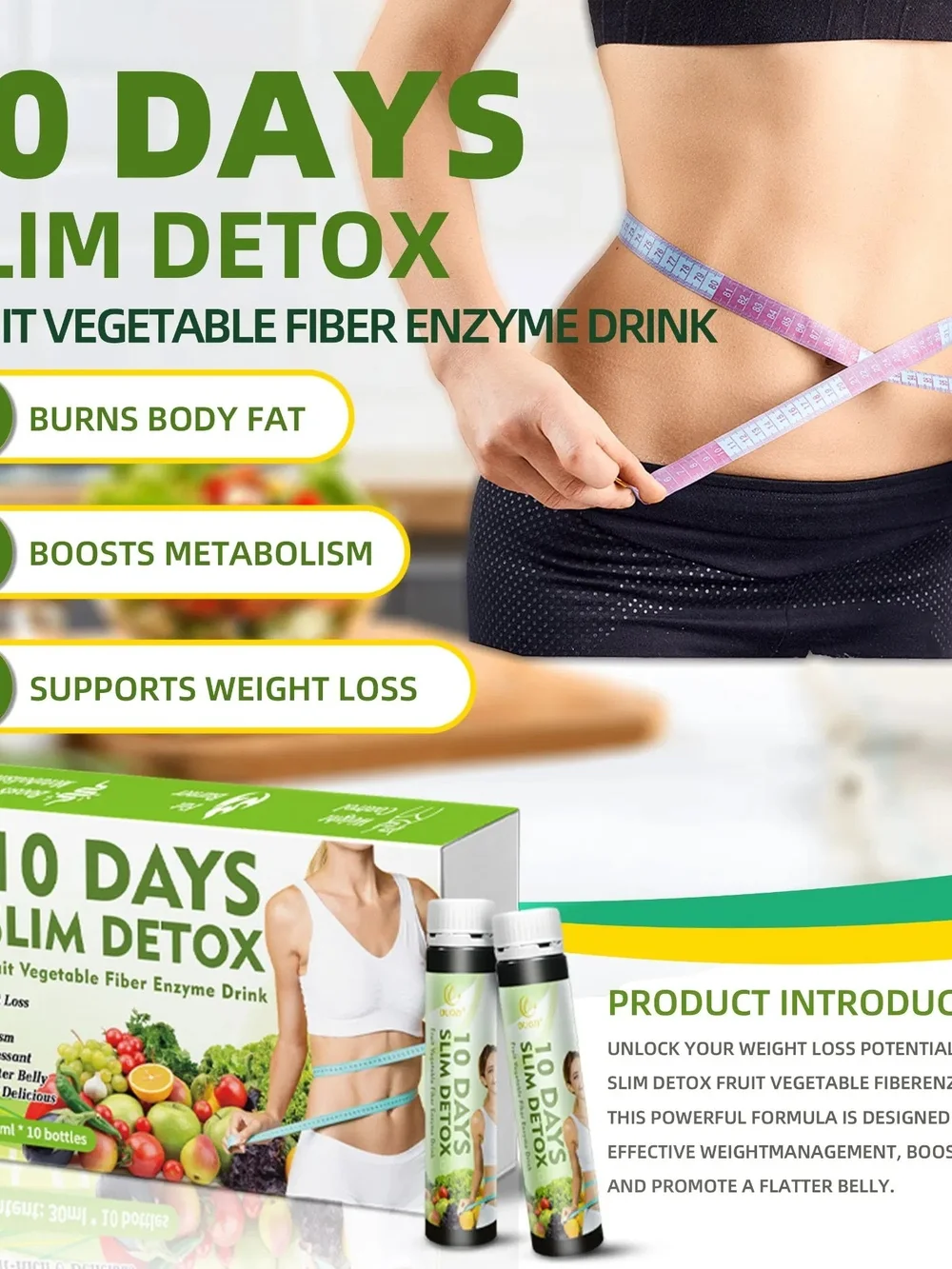 10 Days Slim Detox Fruit & Vegetable Enzyme Drink - Green
